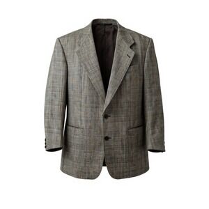 Yves Saint Laurent Blazer Mens 44 Long Gray Glen Plaid Wool Two Button Jacket